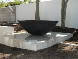 large planter bowl, black scoria lava stone finish