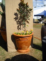 spanish mission half pot planter, iron verdi semi formal finish