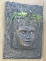 Empress wall plaque and planter, bronzed verdi semi formal finish