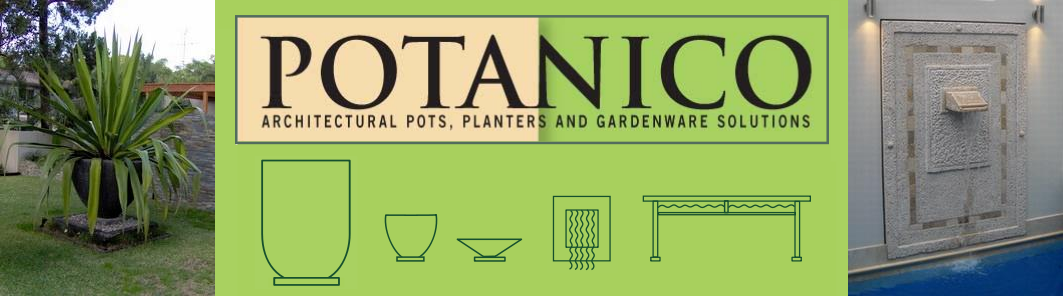 Potanico are creators of custom garden water features. Modern & contemporary water features, wall plaques and out door garden wall art.