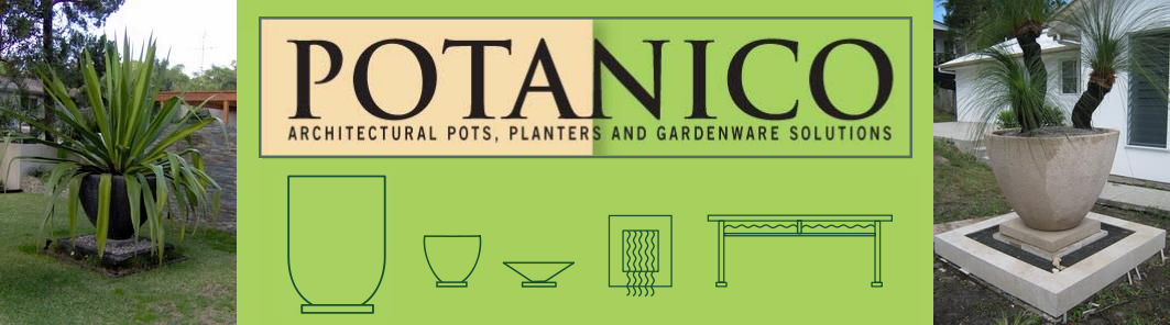 Potanico are creators of custom outdoor garden tables and chairs, half pots and planters, corner pots and large garden planter urns.